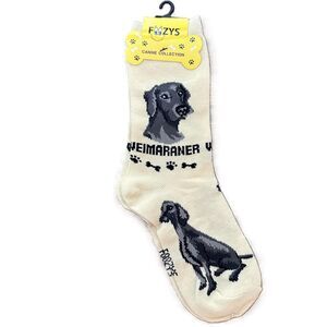 Foozys Weimaraner Dog Pattern Crew Socks Beige Women's One Size